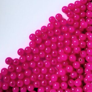 Acryl kralen, fuchsia, semi opaque, 6mm