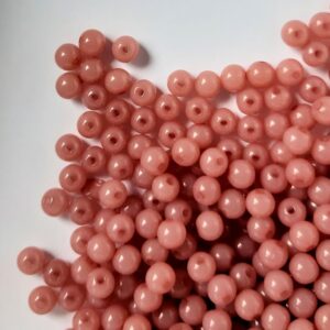 Acryl kralen, vintage roze, semi opaque, 6mm