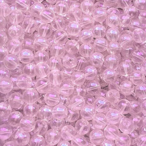 Glaskraal rond 10 mm, Light Rose met glans