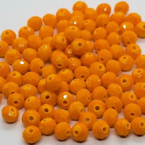 DQ glaskraal rondelle facet 4x6mm, Shiny Oranje