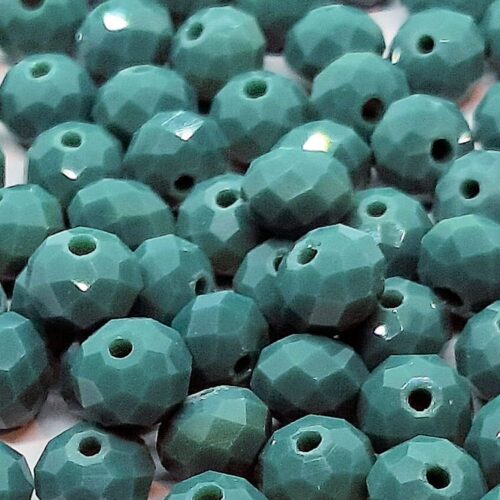 DQ glaskraal rondelle facet 6x8mm, Shiny Groen