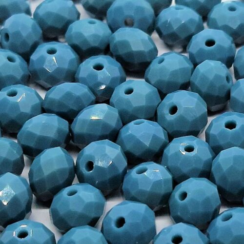 DQ glaskraal rondelle facet 6x8mm, Shiny Blauw