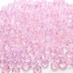 DQ glaskraal rondelle facet 3x4mm, Transparant Light Rose