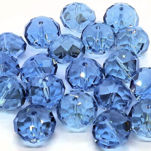 DQ glaskraal rondelle facet 9x12mm, Extra Light Sapphire