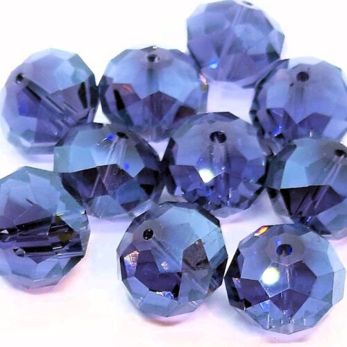 DQ glaskraal rondelle facet 13x18mm, Tanzanite