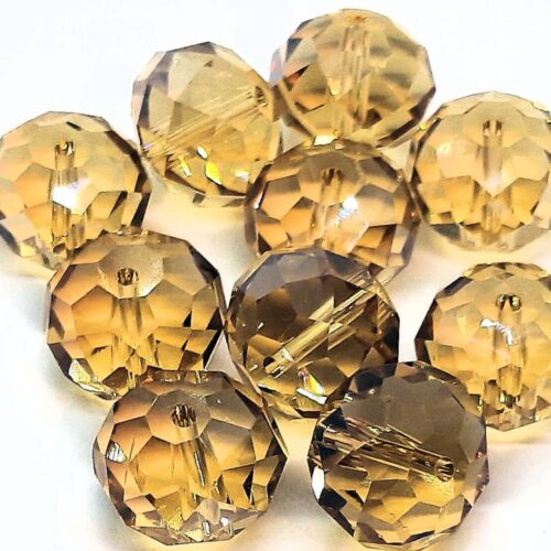 Glaskraal Asian Crystal rondelle facet 13x18mm, Golden Shadow