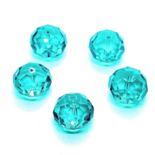 Glaskraal Asian Crystal rondelle facet 13x18mm, Aquamarine