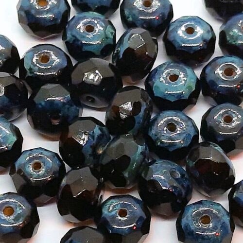 DQ glaskraal fire-polished rondelle facet 6x8mm, Topaz Stone-Look