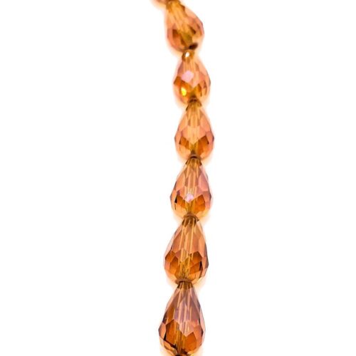 DQ glaskraal druppel facet 10x15mm, Amber Gold