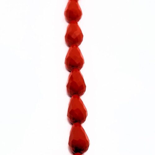 DQ glaskraal druppel facet 10x15mm, Rood