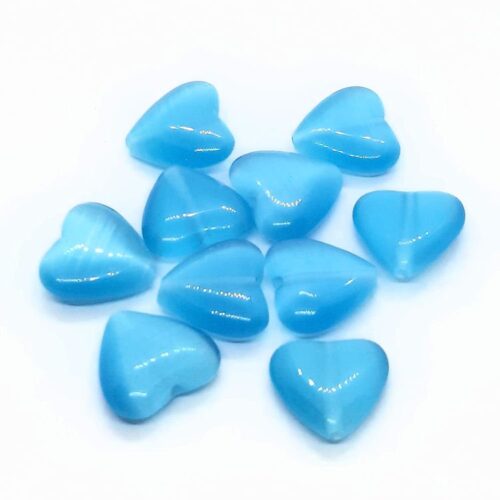 Glaskraal hartje 12 mm, Blauw
