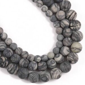 Black Web Jasper Frosted, 10 mm