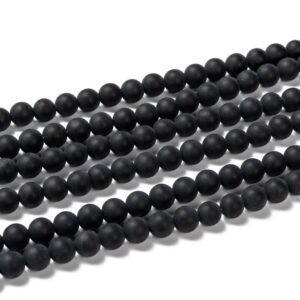 Agaat Zwart Frosted, 6 mm