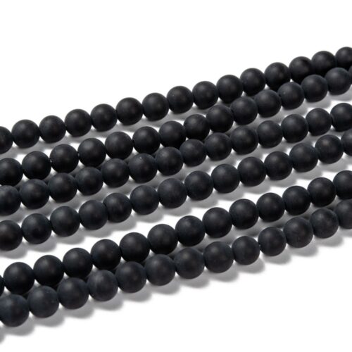 Agaat Zwart Frosted, 6 mm
