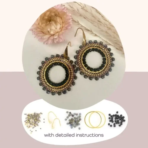 DIY pakketje ronde oorbellen zwart goud