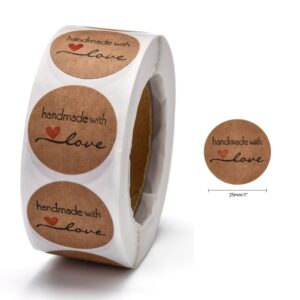 Stickers 'Handmade with Love' bruin.