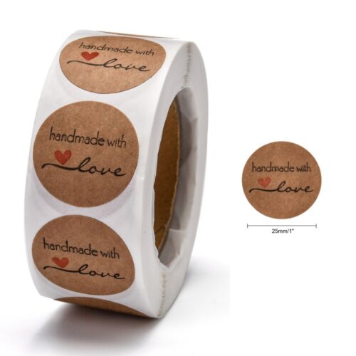 Stickers 'Handmade with Love' bruin.
