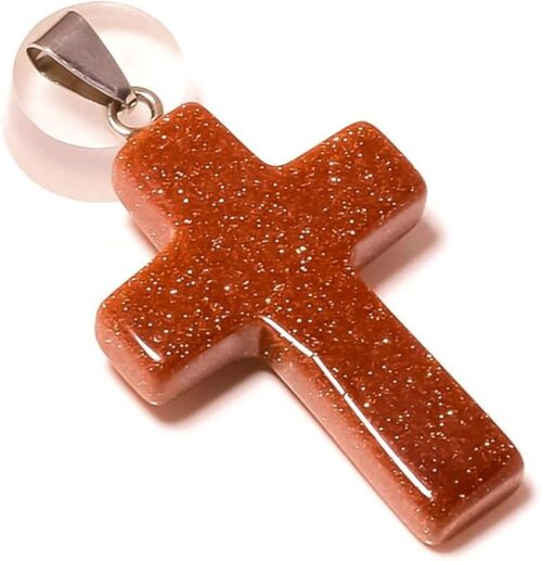 Goldstone Hanger Kruis, 20x14mm