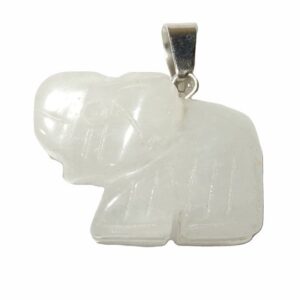 Jade Wit Hanger Olifant, 23 mm