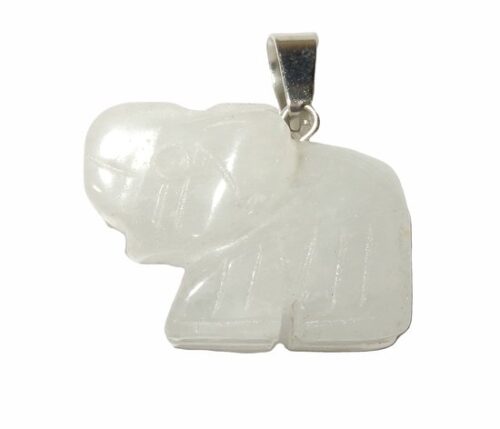 Jade Wit Hanger Olifant, 23 mm