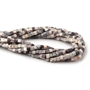 Black Web Jasper Square, 4x4 mm