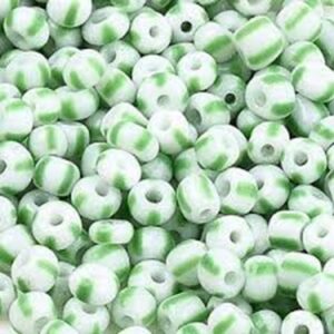 Rocailles, Groen Wit Gestreept, 2mm