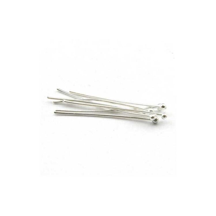 Nietstiften met bolletje, zilver 20mm